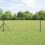 Euro Fence cu 13 Stâlpi 0.6x25 m Oțel Zincat Gri GartenMobel Dekor