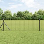 Euro Fence cu 13 posturi 0.4x25 m oțel galvanizat gri GartenMobel Dekor