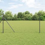 Gard Euro cu 13 Stâlpi 1x25 m Oțel galvanizat Gri GartenMobel Dekor