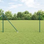 Împrejmuirea Euro de la cu 13 Stâlpi cu cuie 1.2x25 m Oțel galvanizat Verde GartenMobel Dekor
