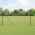 Gard Euro cu 13 stâlpi cu vârf 1x25 m Oțel galvanizat Gri GartenMobel Dekor