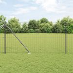 Euro Fence cu 13 stâlpi cu vârf 1.2x25 m Oțel galvanizat gri GartenMobel Dekor