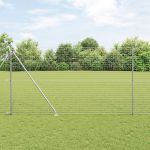 Gard Euro cu 7 posturi cu țepi 1.5x10 m Oțel galvanizat GartenMobel Dekor