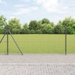 Gard Euro cu 7 stâlpi flanșați 0.8x10 m din oțel galvanizat GartenMobel Dekor