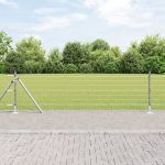 Euro Fence cu 7 stâlpi flangați 0.6x10 m Oțel galvanizat GartenMobel Dekor