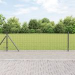 Împrejmuirea Euro cu 7 stâlpi flanșați 0.6x10 m Oțel galvanizat GartenMobel Dekor