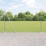 Împrejmuirea Euro de la cu 7 stâlpi flanșați 1.5x10 m Oțel galvanizat GartenMobel Dekor