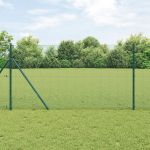 Gard din Sârmă Sudată cu 7 Stâlpi Verde 1,4x10 m Oțel GartenMobel Dekor