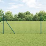 Gard din sârmă sudată cu 7 stâlpi Verde 1.2x10 m Oțel GartenMobel Dekor