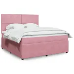 Pat box spring cu saltea, roz, 180x200 cm, catifea GartenMobel Dekor