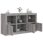 Servantă cu lumini LED, gri sonoma, 123x37x67 cm GartenMobel Dekor