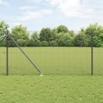 Împrejmuire din zinc cu 7 țevi de sprijin Gri 1,4x10 m Oțel GartenMobel Dekor
