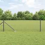 Gard din Fir Sudat cu 13 Posturi de Spike Gri 0.5x50 m Oțel GartenMobel Dekor