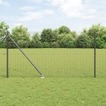 Gard din Sârmă Sudată cu 13 Posturi Spike Gri 1.4x25 m Oțel GartenMobel Dekor