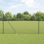 Plasă Sudată cu 13 Stâlpi de Ancorare Gri 1.5x50 m Oțel GartenMobel Dekor