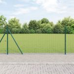 Gard cu Plasă Sudată cu 13 Stâlpi Flanșați Verde 0.8x100 m Oțel GartenMobel Dekor