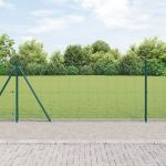 Gard din Sârmă Sudată cu 13 Posturi Flansate Verde 1x100 m Oțel GartenMobel Dekor