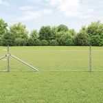 Gard Hexagon  0,5x10 m din oțel galvanizat, Stâlpi de gard  cu ancoră spike 7 buc Ø32 mm 80 cm Oțel galvanizat GartenMobel Dekor
