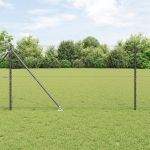 Gard Hexagonal  Gri 1.2x100 m Oțel, Stâlpi Gard  cu Vârf 13 buc Ø32 mm 140 cm Oțel Zincat GartenMobel Dekor