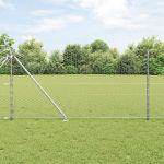 Gard hexagonal  1x10 m Oțel galvanizat, Stâlpi pentru gard  cu vârf 7 buc Ø32 mm 120 cm Oțel galvanizat GartenMobel Dekor