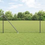Gard hexagonal  Gri 1.4x50 m Oțel, Stâlpi de gard  cu piuneză 13 buc Ø32 mm 160 cm Oțel galvanizat GartenMobel Dekor