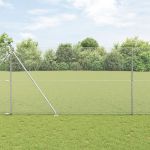 Gard hexagonal 1.6x50 m din oțel galvanizat,  Stâlpi de gard cu vârf 13 buc Ø32 mm 180 cm din oțel galvanizat GartenMobel Dekor