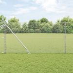 Gard Hexagonal  1x100 m Oțel Galvanizat, Stâlpi de Gard  cu Vârf 13 buc Ø32 mm 120 cm Oțel Galvanizat GartenMobel Dekor