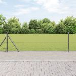 Gard hexagonal gri 0.6x100 m din oțel,  Stâlpi de gard cu plăci de bază 13 pcs Ø32mm 70cm Oțel galvanizat GartenMobel Dekor