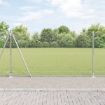 Gard Hexagon  1.2x10 m Oțel Galvanizat, Stâlpi de Gard  cu Plăci de Bază 7 pcs Ø32mm 68.5cm Oțel Galvanizat GartenMobel Dekor