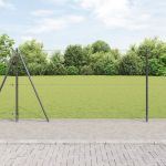 Îngrădire Hexagonală  Gri 1.2x50 m Oțel, Stâlpi de Îngrădire  cu Plăci de Bază 13 buc Ø32mm 68.5cm Oțel Galvanizat GartenMobel Dekor
