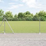 Gard Hexagonal  0.8x50 m Oțel Galvanizat, Stâlpi de Gard  cu Plăci de Bază 13 pcs Ø32mm 90cm Oțel Galvanizat GartenMobel Dekor