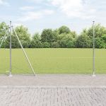 Gard Hexagonal  1.4x25 m Oțel Zincat, Stâlpi de Gard  cu Plăci de Bază 13 buc Ø32mm 78.5cm Oțel Zincat GartenMobel Dekor