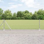 Gard hexagonal  0.6x25 m din oțel galvanizat, Stâlpi de gard  cu plăci de bază 13 buc Ø32mm 70cm din oțel galvanizat GartenMobel Dekor