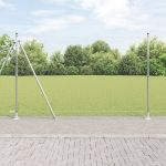 gard hexagonal  1.6x10 m oțel galvanizat, stâlpi gard  cu plăci de bază 7 buc Ø32mm 88,5cm oțel galvanizat GartenMobel Dekor