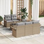 Set de Canapea de Grădină  cu Perne Bej din Poliratan, Canapea de Grădină  cu 2 Locuri cu Spațiu de Stocare și Perne Bej din Poliratan GartenMobel Dekor