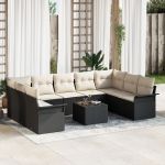 Set canapea grădină 5 piese Negru și alb Ratan Mare Modular GartenMobel Dekor