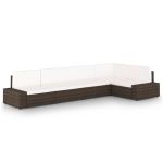 Set mobilier de grădină cu perne, 5 piese, maro, poliratan GartenMobel Dekor