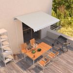 Copertină retractabilă manual, crem, 350x250 cm GartenMobel Dekor