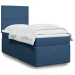 Pat box spring cu saltea, albastru, 90x190 cm, textil GartenMobel Dekor