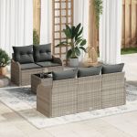 Set Sofa Grădină cu Perne Gri Deschis Ratan Polimer,  Sofa Grădină 2 Locuri cu Spațiu Depozitare & Perne Gri Deschis Ratan Polimer GartenMobel Dekor