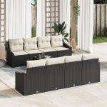 Set de Sofa pentru Grădină cu Perne Neagră Poliratan GartenMobel Dekor