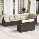 Set de dining pentru grădină 8 piese cu perne Marron Ratan GartenMobel Dekor