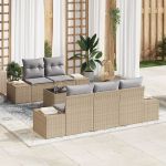 Set de Sofa pentru Grădină cu 6 Piese și Perne Bej din Poliratan GartenMobel Dekor