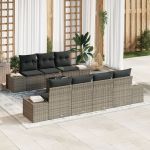 Set de Sofa pentru Grădină cu Perne Gri Poliratan GartenMobel Dekor