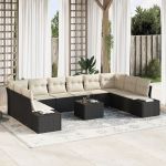 Set de Canapea de Grădină cu 10 Piese cu Perne Ratan Poly Brown GartenMobel Dekor