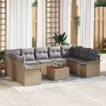 Set de Sofa pentru Grădină  cu Perne Bej Ratan Poli Acacia, Sofa de Grădină  cu 2 Locuri și Spațiu de Depozitare & Perne Bej Ratan Poli GartenMobel Dekor