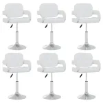 Scaune de bucătărie pivotante, 6 buc., alb, piele ecologică GartenMobel Dekor