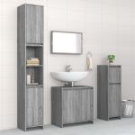 Set mobilier de baie, 4 piese, gri sonoma, lemn prelucrat GartenMobel Dekor