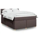 Pat box spring cu saltea, maro închis, 160x200 cm, textil GartenMobel Dekor