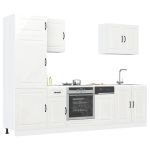 Set dulap de bucătărie 7 piese „Kalmar” alb lucios Lemn GartenMobel Dekor